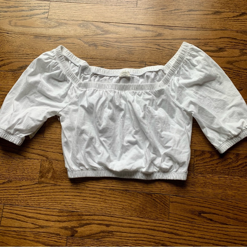 Aritzia Wilfred White Off-Shoulder Crop Top XXS